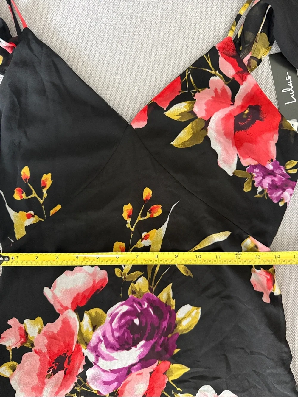 Lulus Love in Bloom Black Floral Print Off-the-Shoulder High-low Dress Size M - Picture 11 of 12